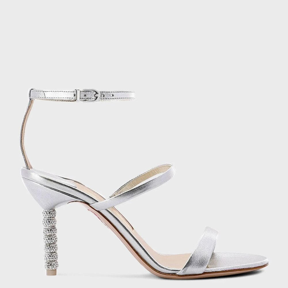 Sophia Webster Rosalind Metallic Crystal-Heel Sandals Bridal Shoes Size 38.5